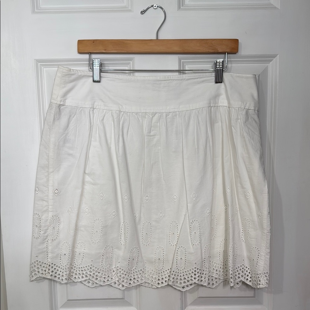 LOFT White Smocked A-Line Mini Skirt